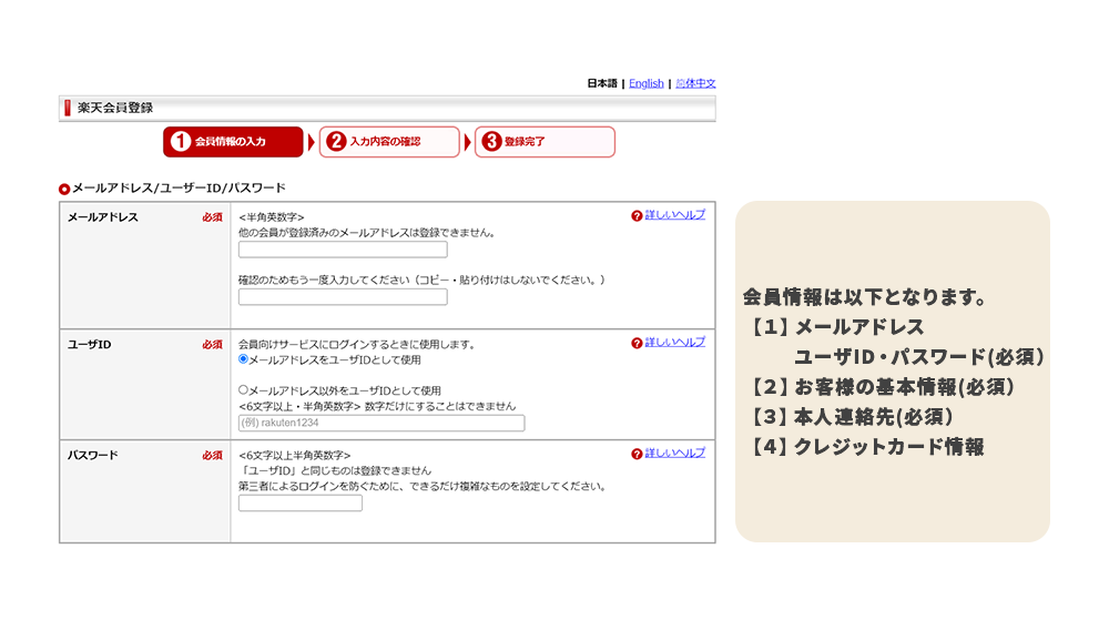 楽天会員登録方法